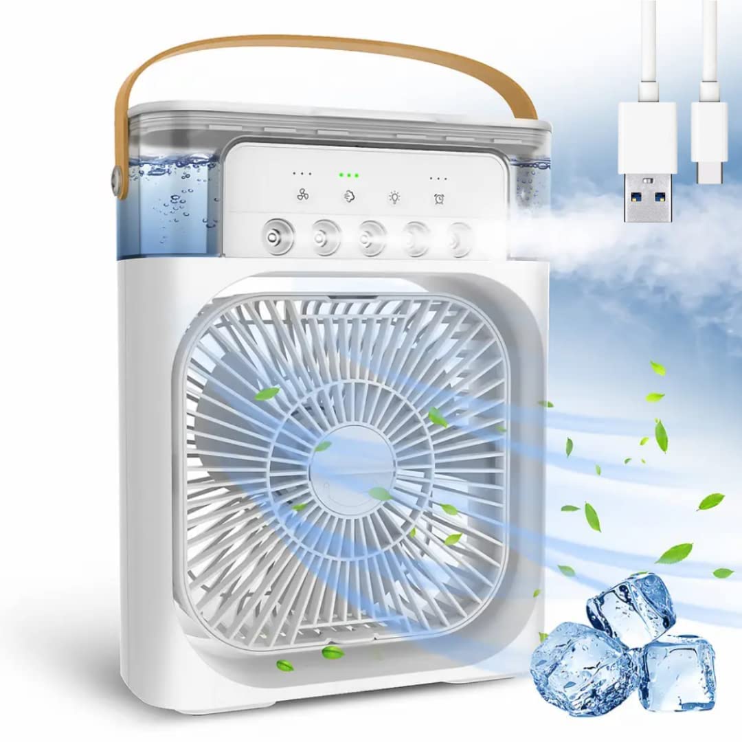 RAAWAN Portable Air Conditioner Fan Personal Cooler Desk Fan for Shop, Office, Kitchen, USB Powered Mini AC, Portable Humidif
