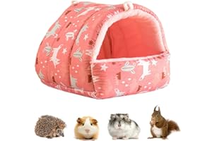 Dilireba 20cm Casetta per Animali Domestici, Letto Porcellino d'India, Nido di Gabbia per Cincillà, Letto Animali di Piccola Taglia per Cavia, Ratto, Scoiattolo, Lucertola, Geco, Camaleonte (Rosa, S)