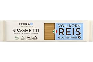 PPURA glutenfreie Bio Pasta Spaghetti aus Vollkornreis 400g – Natürliche italienische Bio Nudeln aus Vollkornreis – Glutenfrei, ohne Zucker & Zusatzstoffe, traditionell hergestellt