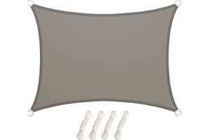 LARMNEE 4 x 6 m PES Vela de Sombra, Toldo Resistente y Transpirable, protección Rayos UV Impermeable, para Jardín, terraza y balcón, Gris Pardo EHH46SP02