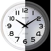 ACCORD CLOCKS LightSense Auto Night Illumination Wall Clock | 12-inch | Battery Operated, Silent Sweep Movement | Modern Desi