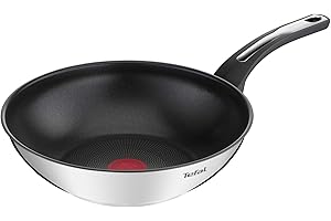Tefal Emotion Poêle wok 28 cm, Revêtement antiadhésif, Garantie 10 ans, Base épaisse pour une diffusion de chaleur homogène, Design élégant, Poignée robuste, Induction, Indicateur de cuisson E3001904