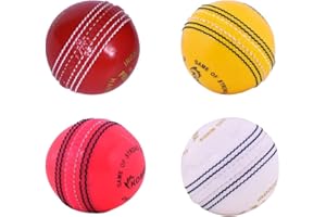 Kosma Cricket Incrediball Practice Balls (4 Pack) Real Bounce Enable Players to Develop their playing Skills without the Risk of Injury - White, Yellow, Red, Pink
