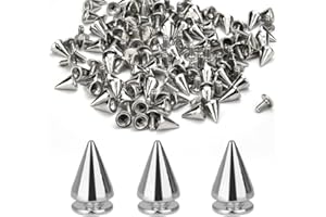 OTTYMO 120 Stück Ziernieten Metall Killernieten Punk Nieten Kleidung Schraubennieten Anti-Rost Nieten Spitz Silber Stachelnieten 7 * 10mm Ziernieten Diy Nieten für Taschen Schuhen Mäntel Halsband