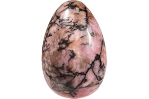 Nupuyai 3CM Pierre Rhodonite Naturelle Décoration d'oeufs en cristal de pierre d'inquiétude, pierre de guérison de paume de poche polie pour la méditation Chakra Reiki de soulagement du stress