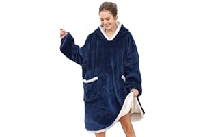 Gentlewarm Oversized Blanket Hoodie, Wearable Hooded Blanket, Soft Sherpa Fleece Snuggle Blanket Hoodie Adult, Warm Throw Blanket Sweatshirt Robe for Women Men Teens