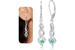 YADOCA Kolczyki srebrne ze srebra próby 925, wiszące kolczyki, cyrkonia, długie krople, biżuteria, prezent na Dzień Matki, Walentynki, urodziny