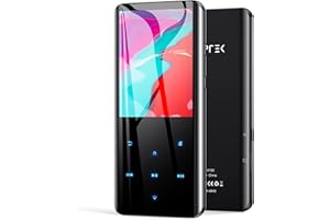 AGPTEK 32GB MP3 Player Bluetooth 5.0 mit 2,4 Zoll TFT Farbbildschirm, HiFi Musik mit Lautsprecher, Touch-Tasten, FM-Radio, E-Book, Aufnahme, Sleep Timer, Unterstützung bis zu 128 GB, Schwarz