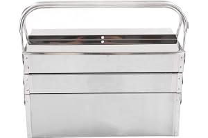 Drikou Cantilever Tool Box, Metal Folding Portable Auto Maintenance Storage Organizer Rostfritt stål 3 Lager 5 Tray för hushå