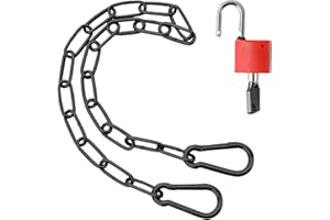 QIURUOO Edelstahlkette，Stahlkette mit Karabiner,51 cm Edelstahl Kette mit einem Schloss, geeignet für Pferdeställe, Haustierkäfige, Hängesessel und hängende Pflanzenkübel (Schwarz)