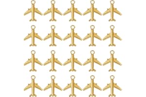 SUNNYCLUE 1 caja de 120 dijes de Avión Dorados Dijes de Aleación Simples Pequeños para Viajes En Avión Colgantes de Vehículo para Hacer Joyas Collares Pulseras Llaveros Manualidades para Adultos Hombr