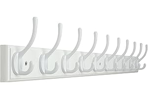 WEBI Appendiabiti da Parete,97cm Lungo Attaccapanni da Muro con 10 Ganci,Appendiabiti da Muro Legno,Appendino da Muro per Cappotto,Giacche,Bianco