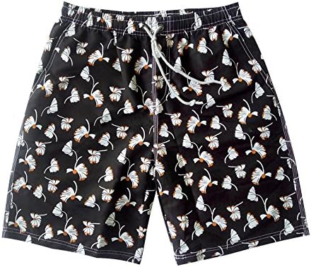 HAIYOUVK Couples swimwear One-piece dress-style Boxer Conservative slimming Concealer Small chest Gathering hot springs Swimsuit Women's and men's beach pants,Men's beach pants 2XL (145-165 pounds),Black Ginkgo Beach pants,Male 2XL (145-165 kg),Black Ginkgo