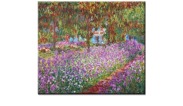 Irisbeet Monet Garden In S A Picture Of Claude Monet Painting Size 100 Cm X 88 Cm Digital Print Giclee On Canvas With Stretcher Frame 4 Cm Side Mirror Leinwandfertigbild Living And Images