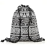 Turnbeutel Gym Bag Tasche,Buself Turnbeutel Sportbeutel Tasche Bag Jute-Beutel (Schwarz-Weiss) - 