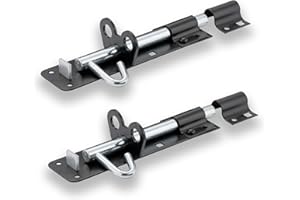 XFORT® 2 Pack Brenton Strong Sliding Lockable Padbolt 100mm (4") Ideal for use with Shed Doors, Gates and Outhouse Doors (100mm, Black)