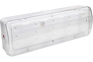 LONG LIFE LAMP COMPANY Emergency Fire Exit LED Bulkhead Light with Green Man Sleeve Celling or Wall Mount Maintained or Non Maintained 3 Hours Back Up EML01D