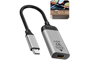 Qaum USB C to Mini DP Displayport Cable Adapter 4k@60hz DP Female to Type-C Male Audio Video Short Cable Adaptor Converter for Tablet, Phone, Laptop, Monitor, Display, Projector