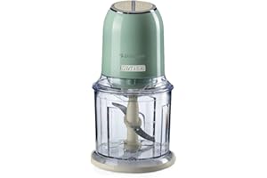 Ariete 438, Tritatutto Vintage, Chopper e Tritaghiaccio, 2 velocità, 4 lame in Acciaio Inox, Tazza graduata 600 ml, 400 W, Verde