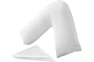 IYAN SOFT FURNISHING Soft Support V Pillow with Microfiber Pillowcase Hollowfibre/Polyester V Pillow with Microfiber Cover Orthopedic Support Pillow for Neck, Back & Shoulder