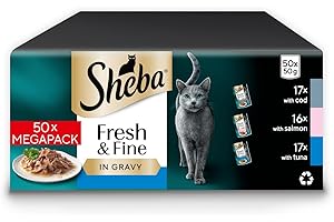 SHEBA Fresh & Fine Cat Pouches Fish collection in Gravy 50x50g