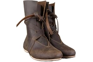 Mooke Renaissance-Ritter-Jäger-Stiefel Für Frauen/Männer - Retro-Mittelalter-Schnür-Punk-Stiefel - Wikinger-Piraten-Stiefel Aus PU-Leder Halloween-Cosplay-Kostüm