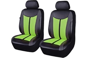 Flying Banner Green PU Leather and Mesh Breathable Universal Fit Front Car Seat Covers with Airbag Compatible
