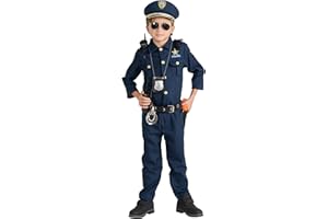 Dress Up America Disfraz De Policía Para Niños - Disfraz De Policía De Juego De Rol Para Niños - Conjunto De Camisa, Pantalones, Gorro, Cinturón, Silbato, Funda Para Pistola Y Walkie Talkie De Policía