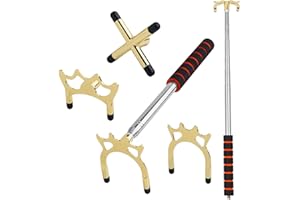 MXiiXM Palo retráctil para puente de billar con cabezal de puente reemplazable de 3 estilos, accesorios para mesa de billar (cabeza de puente de 3 estilos, dorado)