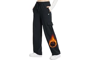 BALEAF Pantaloni cargo da donna foderati in pile con tasche dritte a vita alta pantaloni da passeggio all'aperto