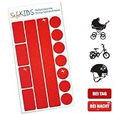 Motoking SafeKIDS Leuchtaufkleber, ROT, 13 Stück für Kinderwagen Fahrrad Helm und mehr