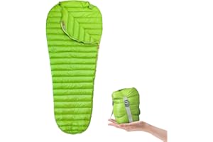 NEWDOAR AEGISMAX Ultralekki śpiwór z puchem gęsim wiosna jesień ultrakompaktowalny śpiwór mumia śpiwór do wędrówek, wędrówek z plecakiem i na kemping - zielony, regularny