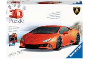 Ravensburger - Puzzle 3D Véhicules - Lamborghini Huracan Evo Edition orange - A partir de 8 ans - 108 pièces numérotées à assembler sans colle - Accessoires de finition inclus - 11238