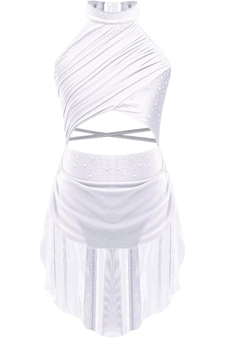 Freebily Justaucorps Gymnastique Ballet Femme - Robe Danse Contemporaine Une Manche Patinage Artistique