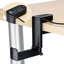 Support Casque Bureau Avec 2 Crochets Pivotants 360° - Porte-Casque Sous Table Clip Câble Noir