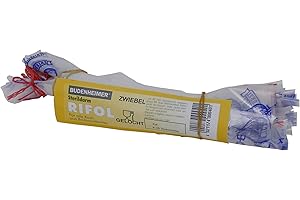 FOXCUP Budenheimer Sterildarm Rifol Kal. 43/20, Bund 25 Stück, Kunstdarm, Druck "Frische Zwiebelmettwurst", gelocht