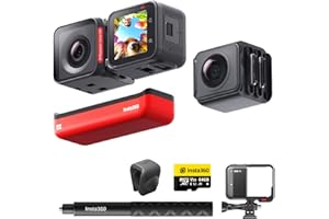 Insta360 ONE RS Twin Edition auf Geht's -Kit – wodoszczelna kamera sportowa 4K60fps i kamera 5,7K 360° z wymiennymi obiektywami, stabilizacja, zdjęcia 48 MP, Active HDR, edycja sztucznej inteligencji