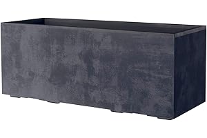 ‎KREHER Kreher XL Pflanzkasten Millennium in verschiedenen Formaten und Farben. Tolle Naturstein Optik in Braun, Beige, Anthrazit oder Grau! Aus robustem Kunststoff! (100 Liter (rechteckig) Anthrazit)