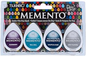 Tsukineko MD-100 bis 18 Memento Dew Drop Dye Stempelkissen 4-Pkg-Delphin-Spiel, Multiple Colours