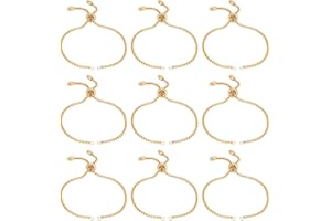 UNICRAFTALE 10 pcs 8-5/8 Pouces en Acier Inoxydable Réglable Curseur Bracelets Doré Bolo Bracelets Curseur Bracelet Chaîne pour la Fabrication de Bijoux DIY
