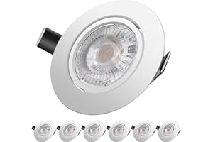 YIAHIN LED Spots Encastrables, Blanc Chaud 2700K,600lm Plafonnier Encastré,5W Equivalente de 60W Ampoule halogène,30°orientable,120°d’éclairage,6x GU10 Lampe de plafond