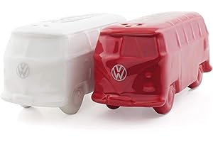 BRISA VW Collection - Volkswagen Salero y pimentero de cerámica T1 Camper Bus de 2 Piezas (Bus Clásico/Blanco y Rojo)