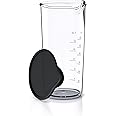 Arendo - Measuring jug 600 ml with Measurements displayed, Mixing Jug, Blender Beaker with black lid, 20 oz, Transparent Measuring Cup, Ideal for Hand Blender and Handheld Milk frother, Plastic