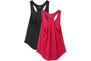 icyzone Women's Workout Yoga Tank Tops Long Racerback Sleeveless Sport Athletic Running Shirts, 2-Pack