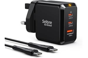 SELORE&S-GLOBAL 65W USB C Charger Plug PD3.0 PPS, 3-Port GaN Laptop Charger 67W Fast Charger Block Power Adapter with 4ft Cable Wall Charger Compatible with MacBook Pro/Air, iPad, Samsung S24/S23, iPhone 14, Dell XPS