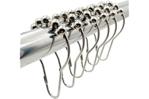 Smukdoo Shower Curtain Hooks Rings,14 Pack Roller Ball Bath Curtain Rings for Bathroom Curtain Rods