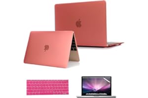 Se7enline Compatible with Macbook 12 inch Case 2015/2016/2017/2018 Plastic Hard Case Cover for Macbook 12-inch Retina Display Model A1534/A1931, Keyboard Protector, Clear LCD Screen Protector, Pink