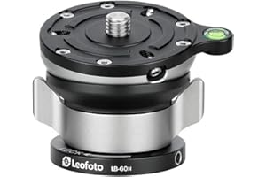 Leofoto Base de nivelación LB-60N de 60 mm para trípode con Collar de Bloqueo de Mariposa, Carga máxima de 33 Libras +/-15° de inclinación
