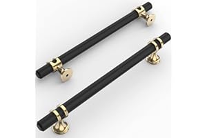 Amerdeco 10 Stück Möbelgriffe Schwarz 160mm Lochabstand Schubladen Griffe für gold Küchenschränke Schrankgriffe Schubladengriffe Türgriffe für Küchenschränke Kleiderschrank UK0047