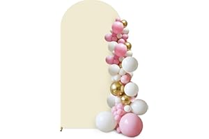 JEBUTU 1x2m Bogen Hintergrund Abdeckung Beige, Runde Oberseite, Doubleside, Hochzeitsbogen Abdeckung für Hochzeit, Party Dekoration, Geburtstag, Baby Party, Bankett (3,3x6,6ft)
